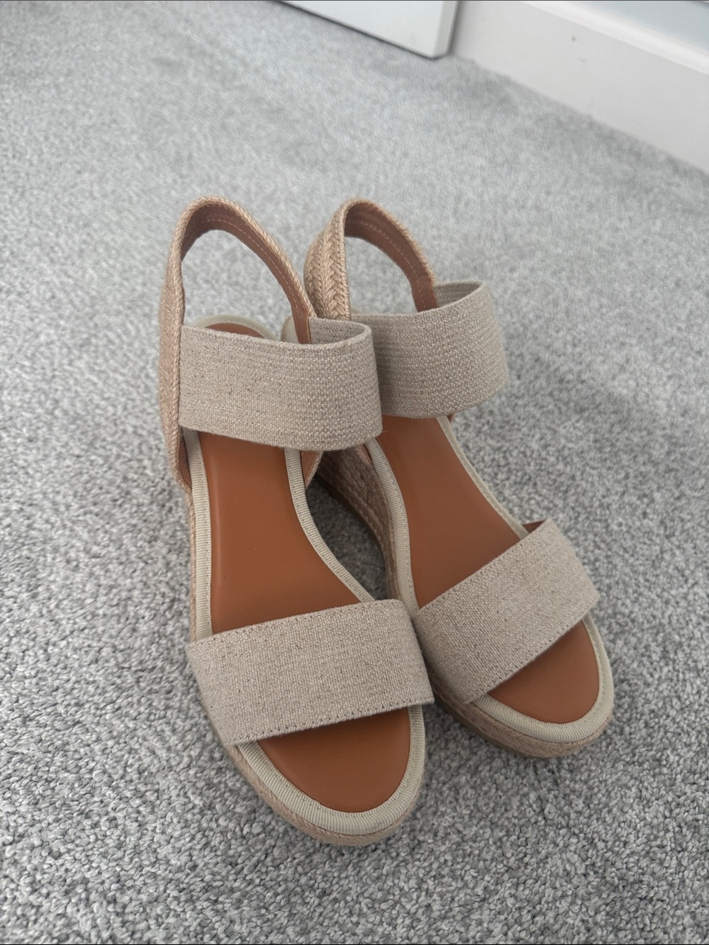 MIA Tan Elastic Strap Wedge Sandals
